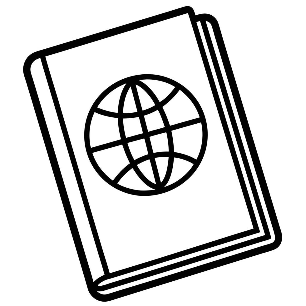 line art illustration icon of passport vector