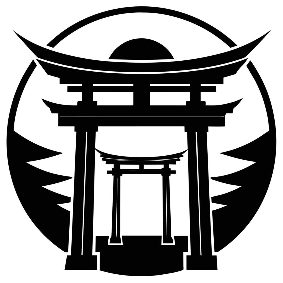 logo illsutration of japanese torii gate vector