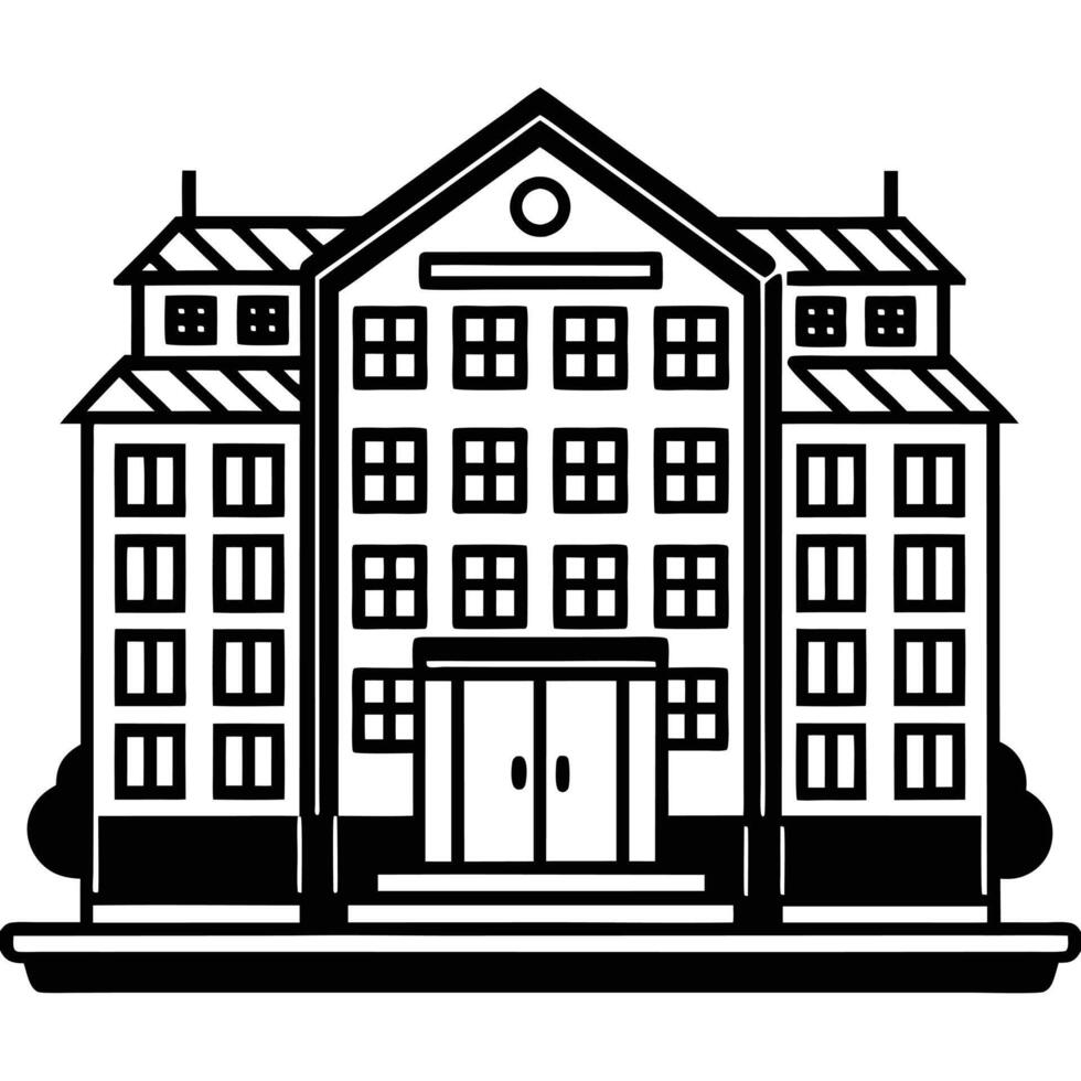 line art illustration icon of hotel vector