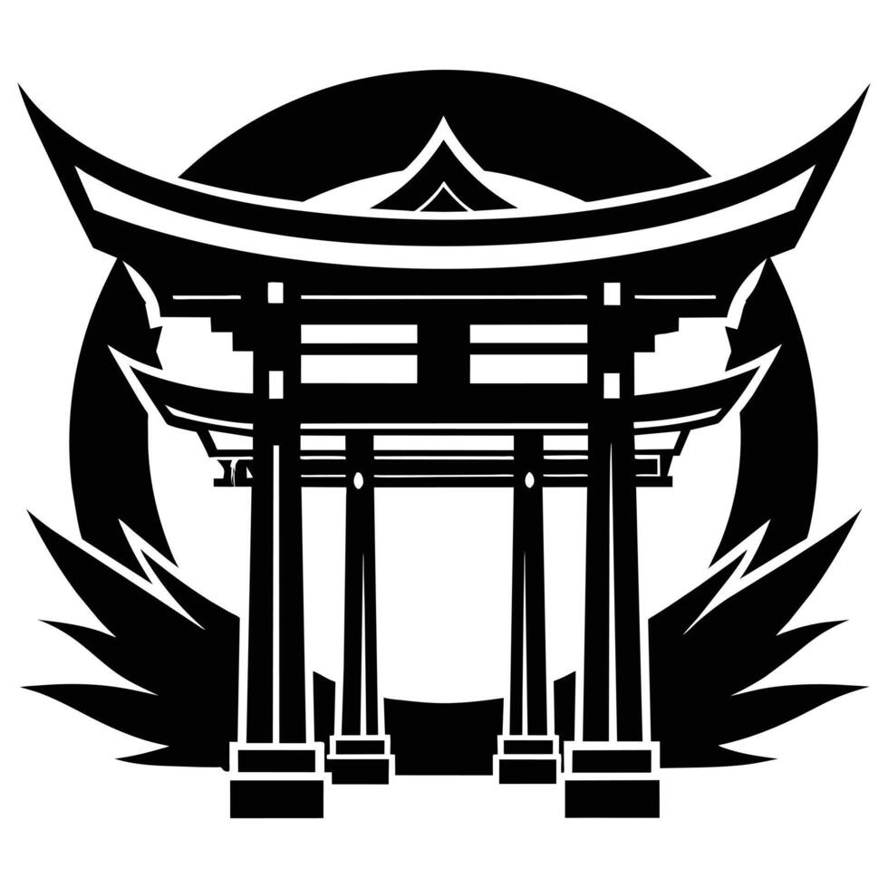 logo illsutration of japanese torii gate vector