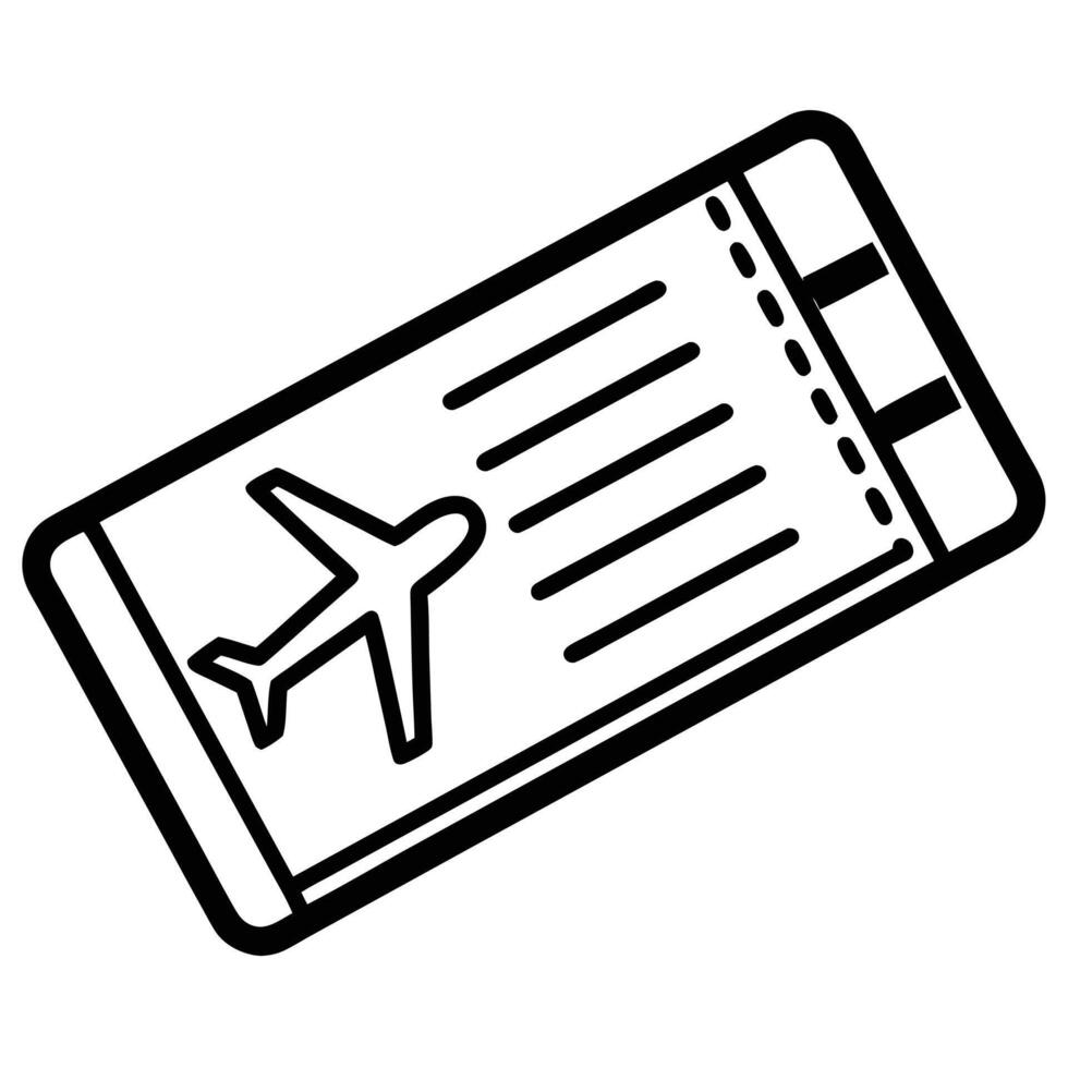 line art illustration icon of travel ticket vector