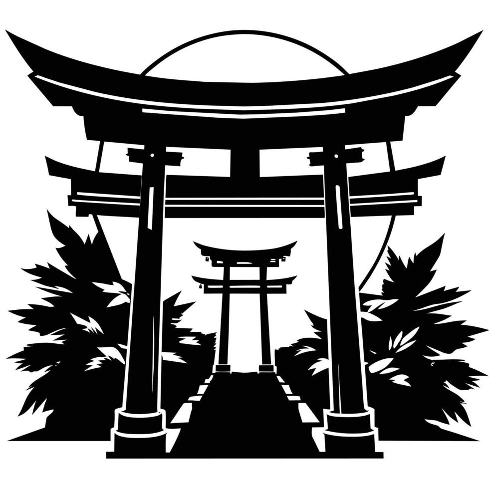 logo illsutration of japanese torii gate vector
