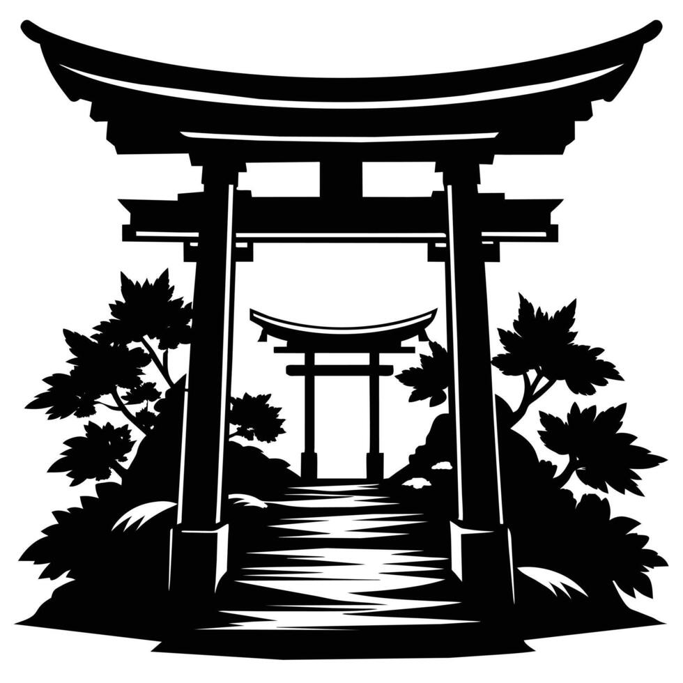 logo illsutration of japanese torii gate vector