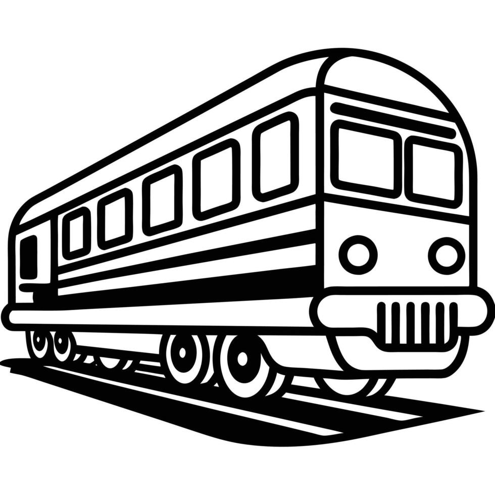 line art illustration icon of train vector