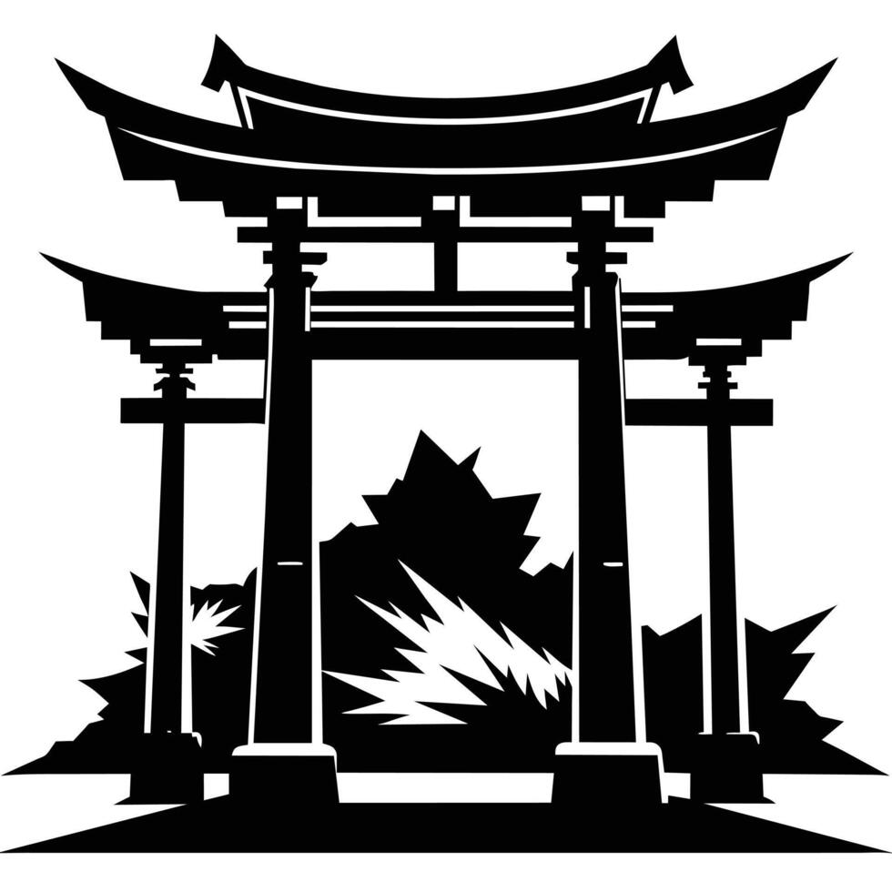 logo illsutration of japanese torii gate vector
