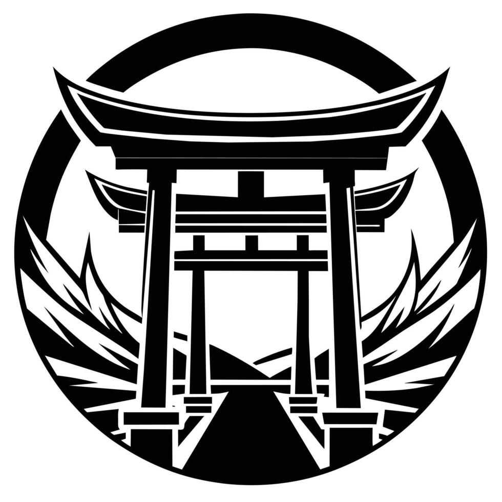 logo illsutration of japanese torii gate vector