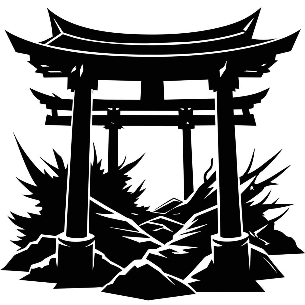 logo illsutration of japanese torii gate vector