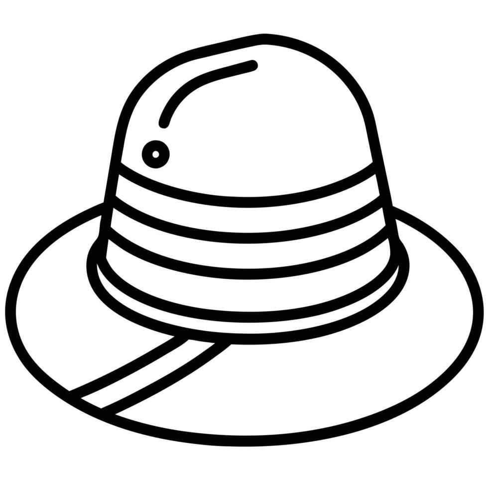 line art illustration icon of travel hat vector