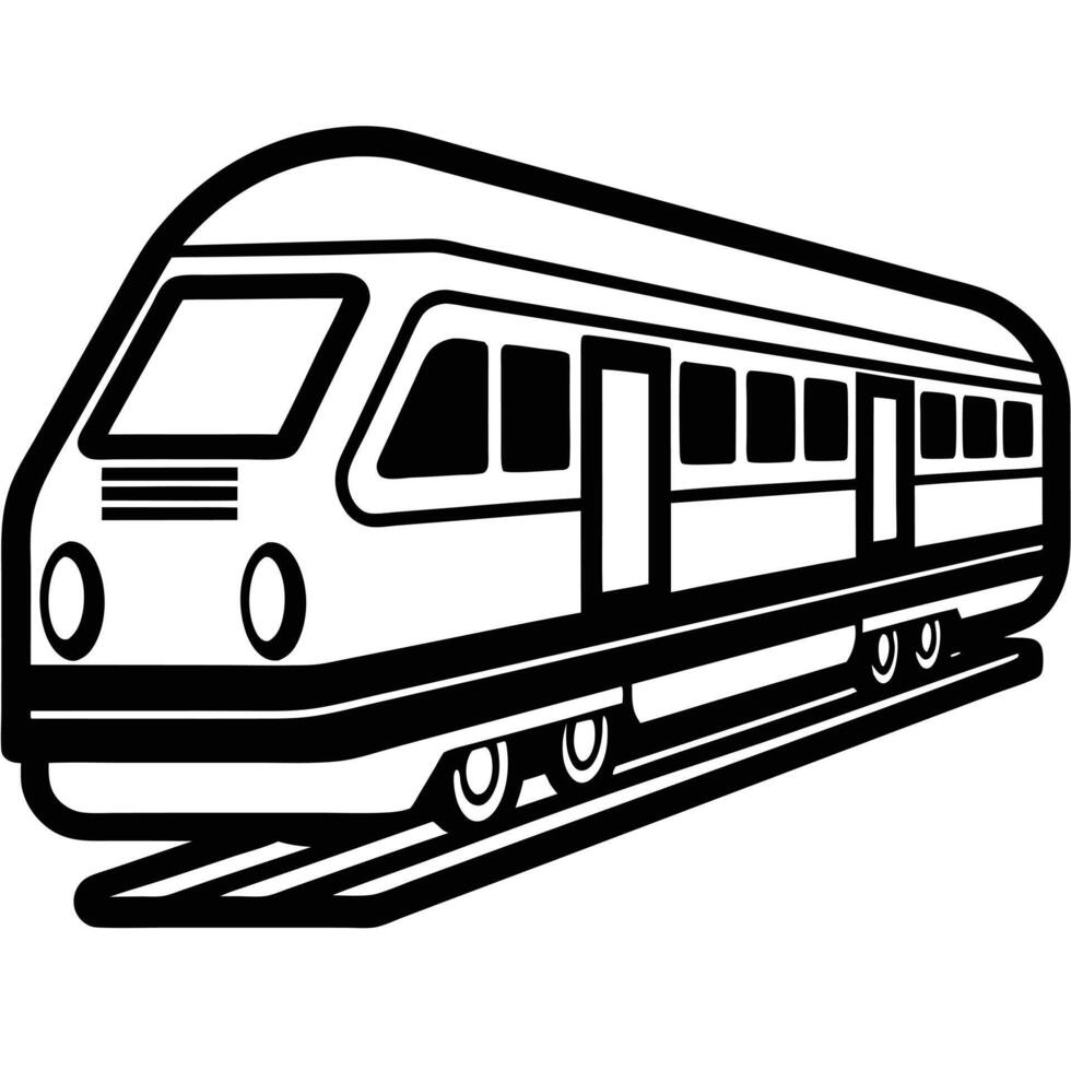 line art illustration icon of train vector