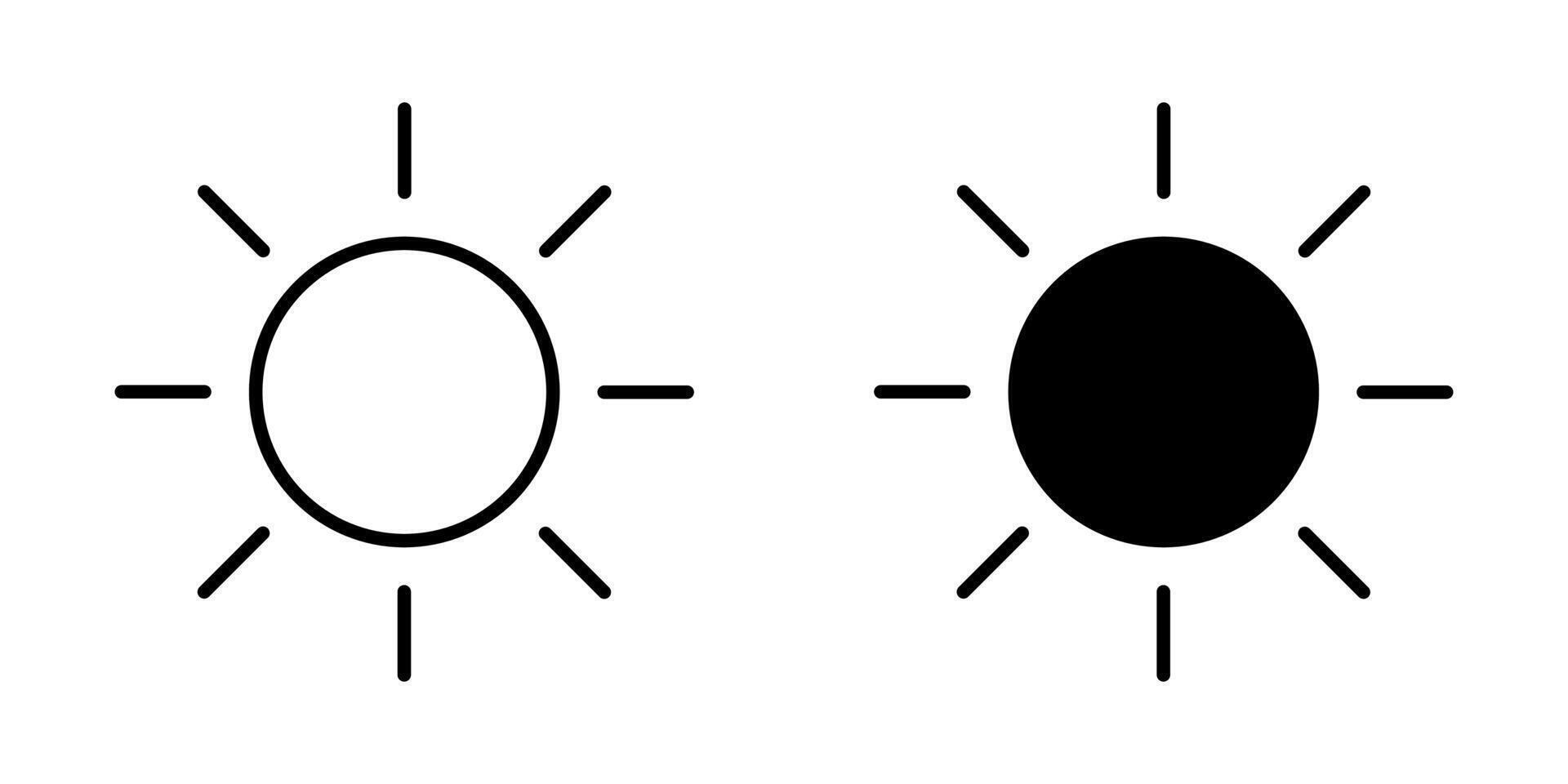 Sun icon, sun symbol isolated on white. vector