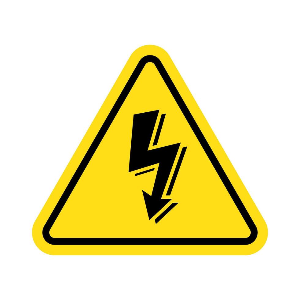 High voltage sign with lightning. vector