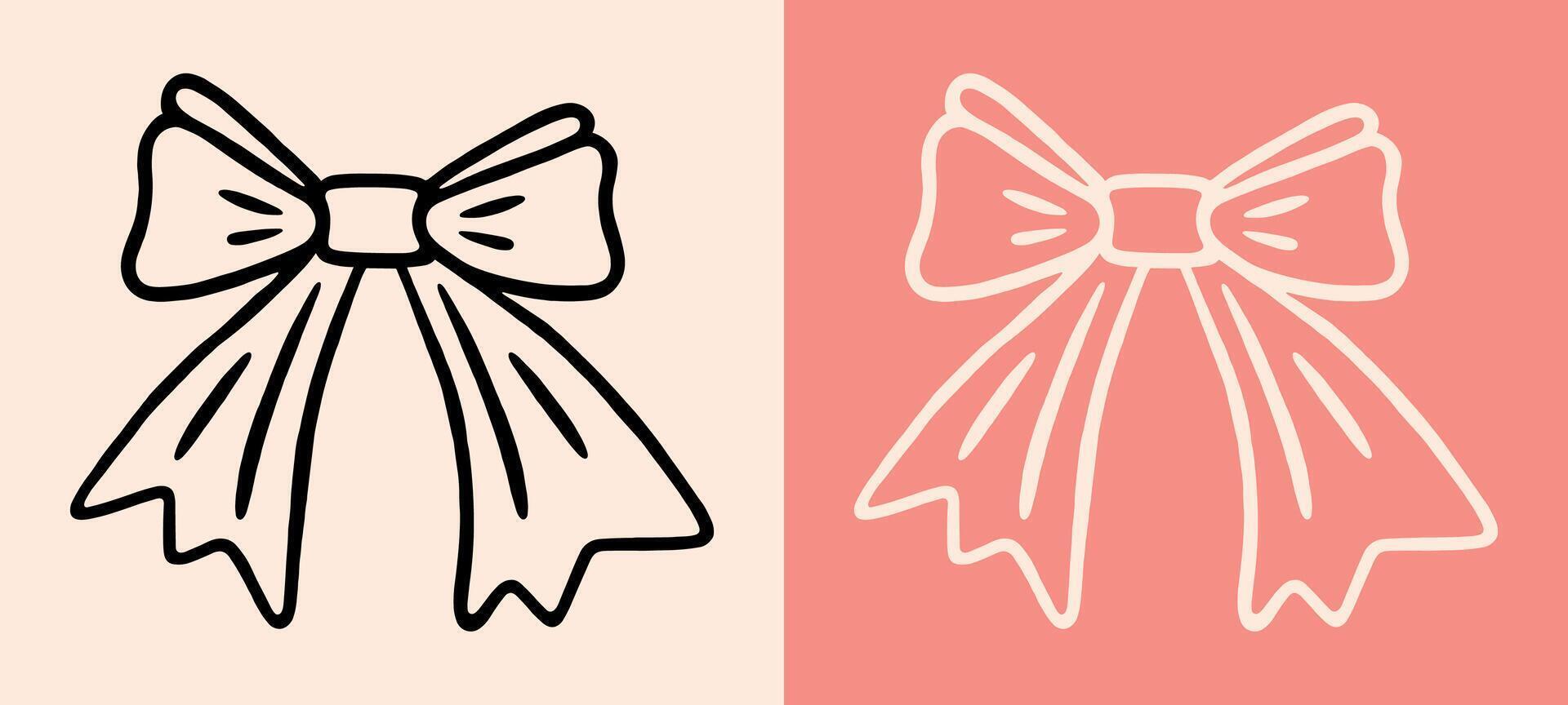 Pink ribbon coquette dollette balletcore preppy aesthetic simple outline drawing illustration cute girly printable element sticker cut file vector