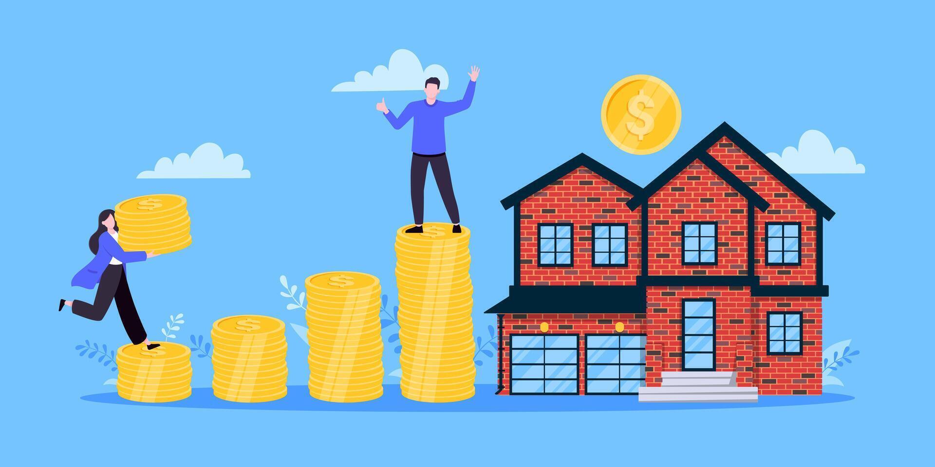 Mortgage refinance to buy a house flat style design business concept. vector
