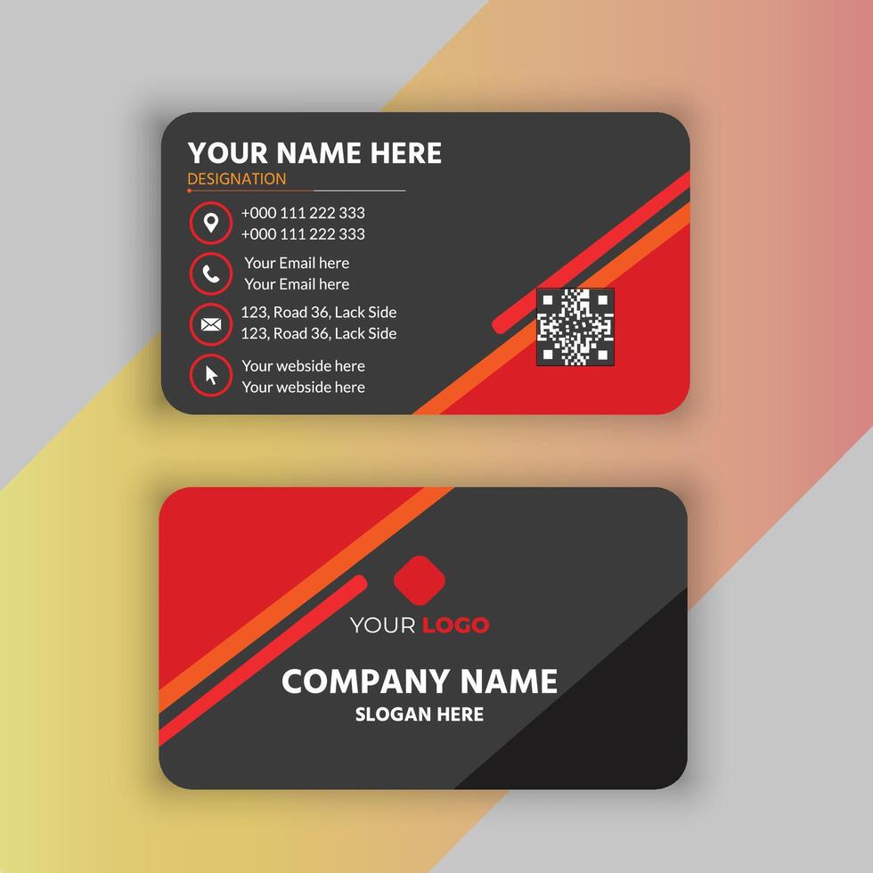black business card with red triangle vector