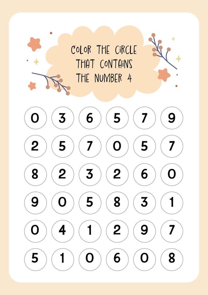 kids number coloring worksheet printable for kids fun education learning vector