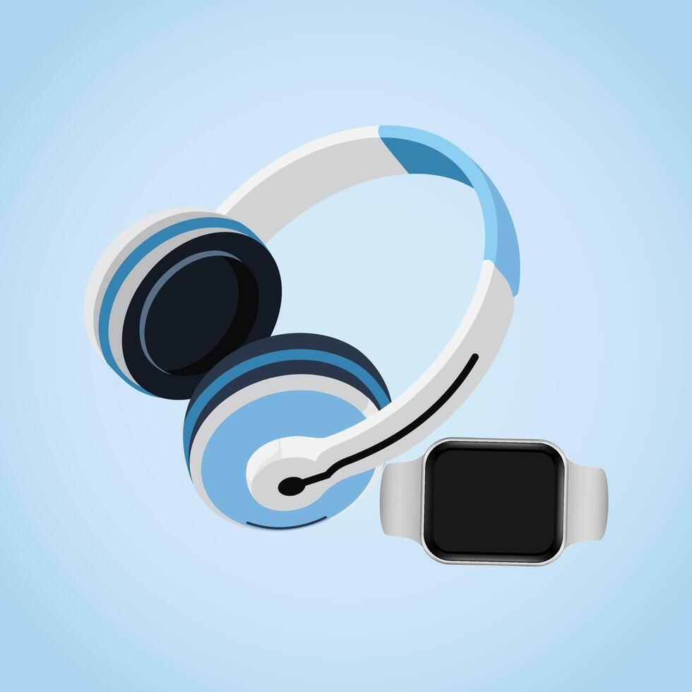 Headphone and Smart watch mockup vector