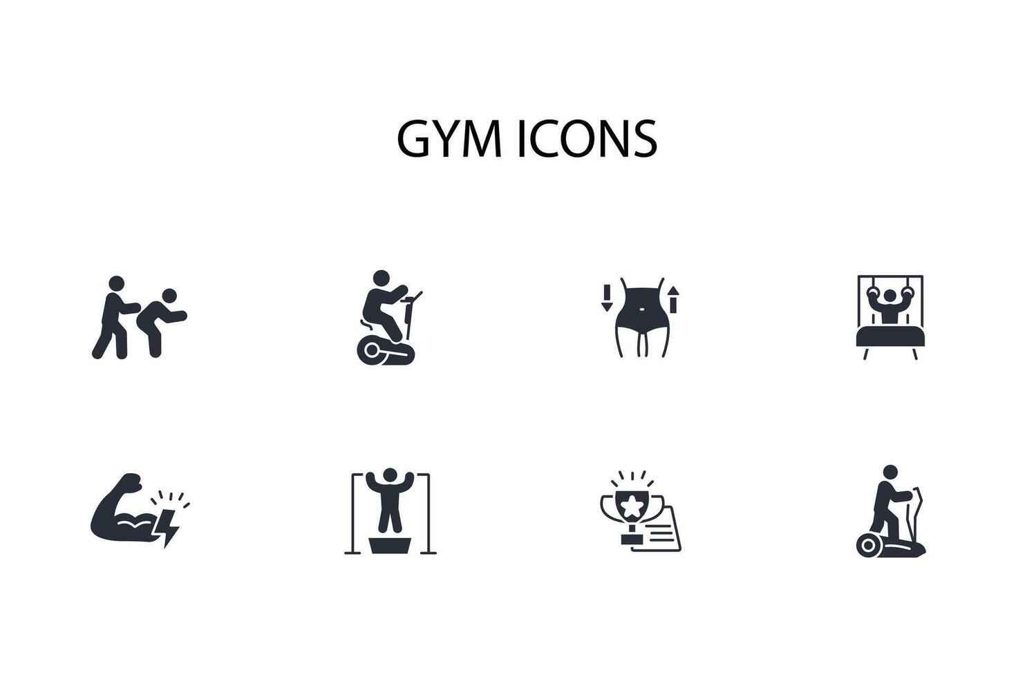 Gym and fitness icon set..Editable stroke.linear style sign for use web design,logo.Symbol illustration. vector