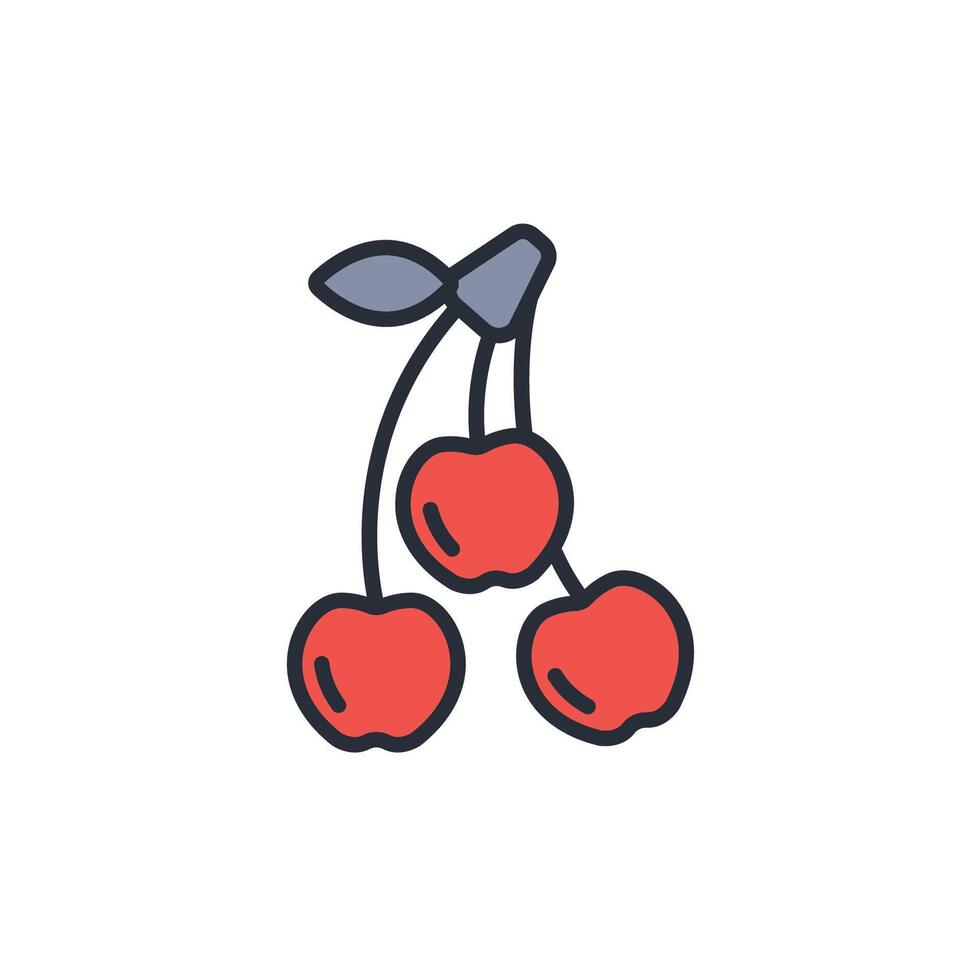 cherry icon. .Editable stroke.linear style sign for use web design,logo.Symbol illustration. vector