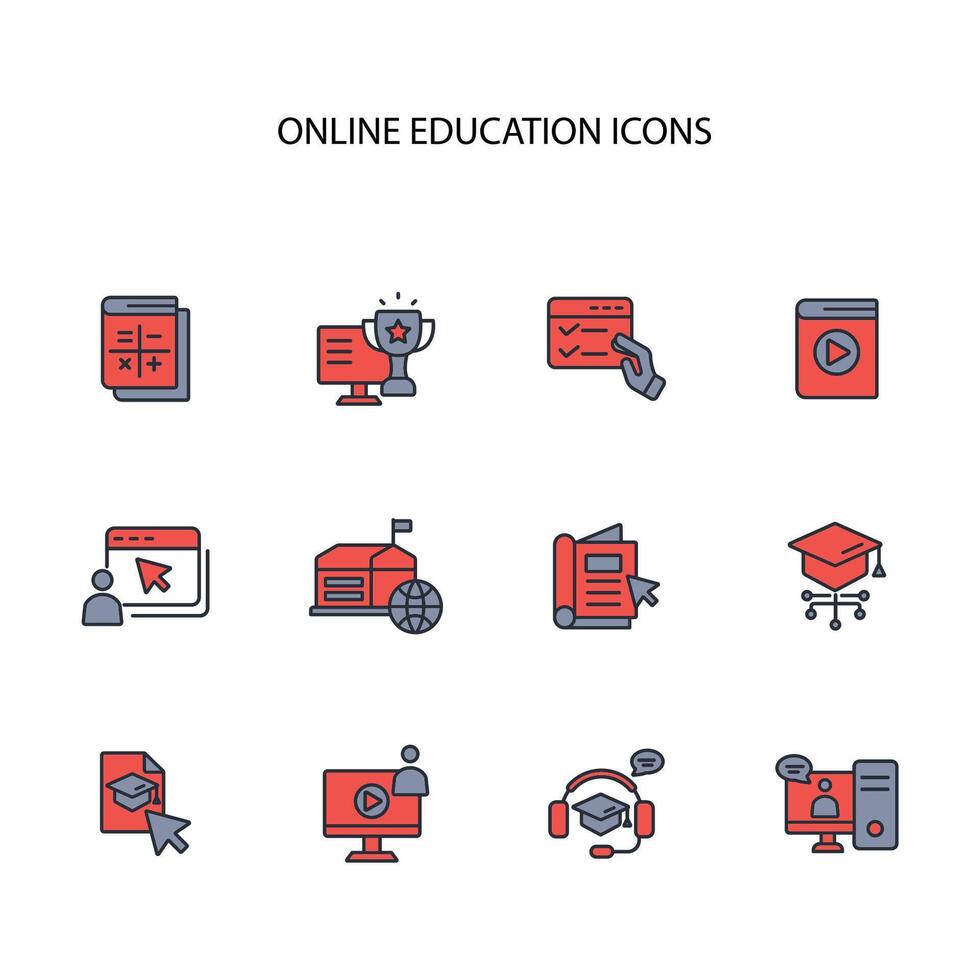 Online education icon set..Editable stroke.linear style sign for use web design,logo.Symbol illustration. vector