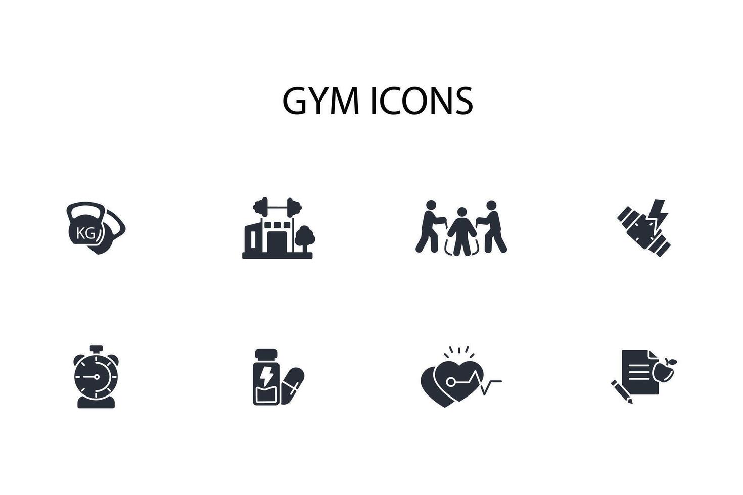 Gym and fitness icon set..Editable stroke.linear style sign for use web design,logo.Symbol illustration. vector