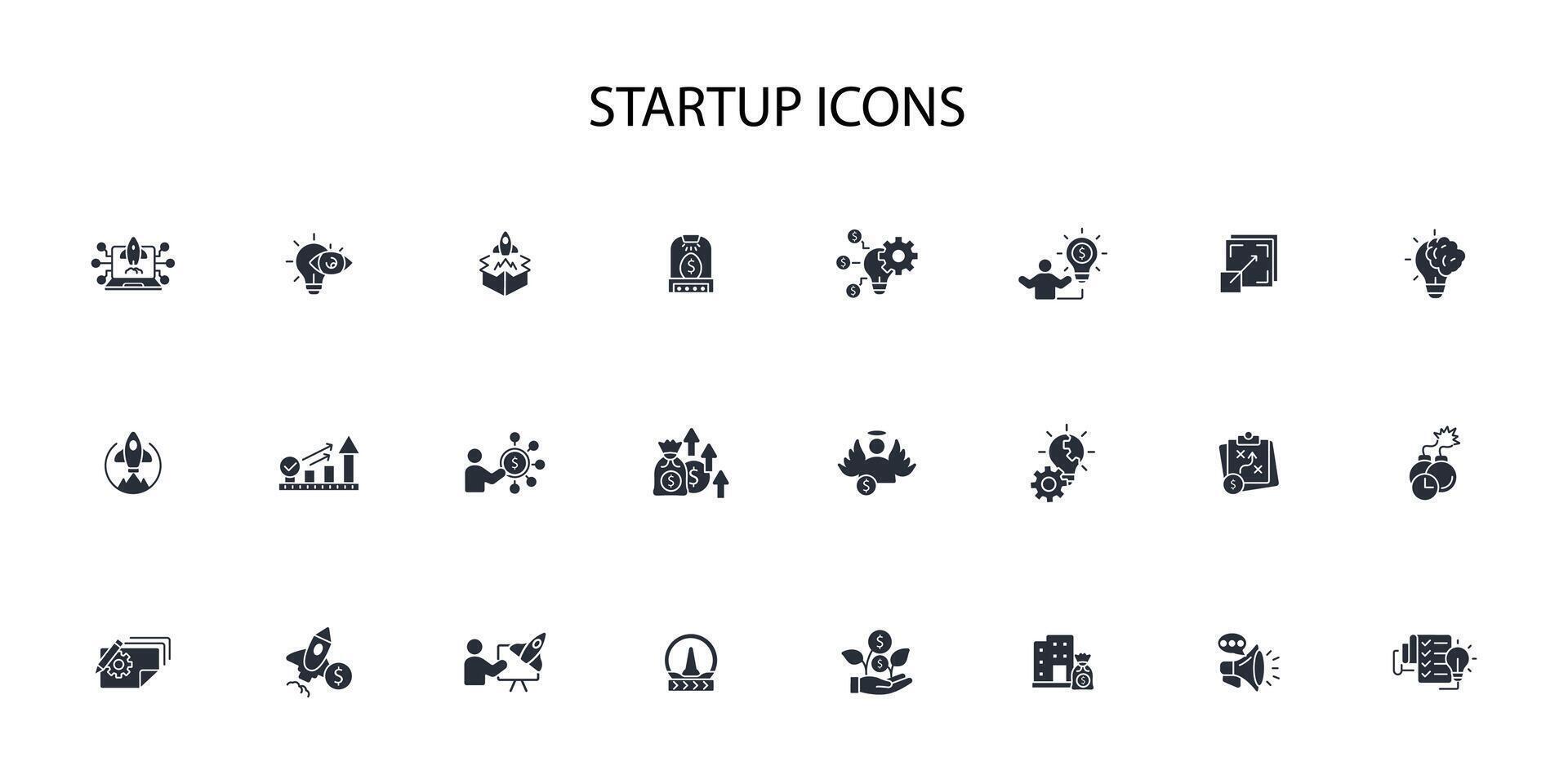 Startup icon set..Editable stroke.linear style sign for use web design,logo.Symbol illustration. vector