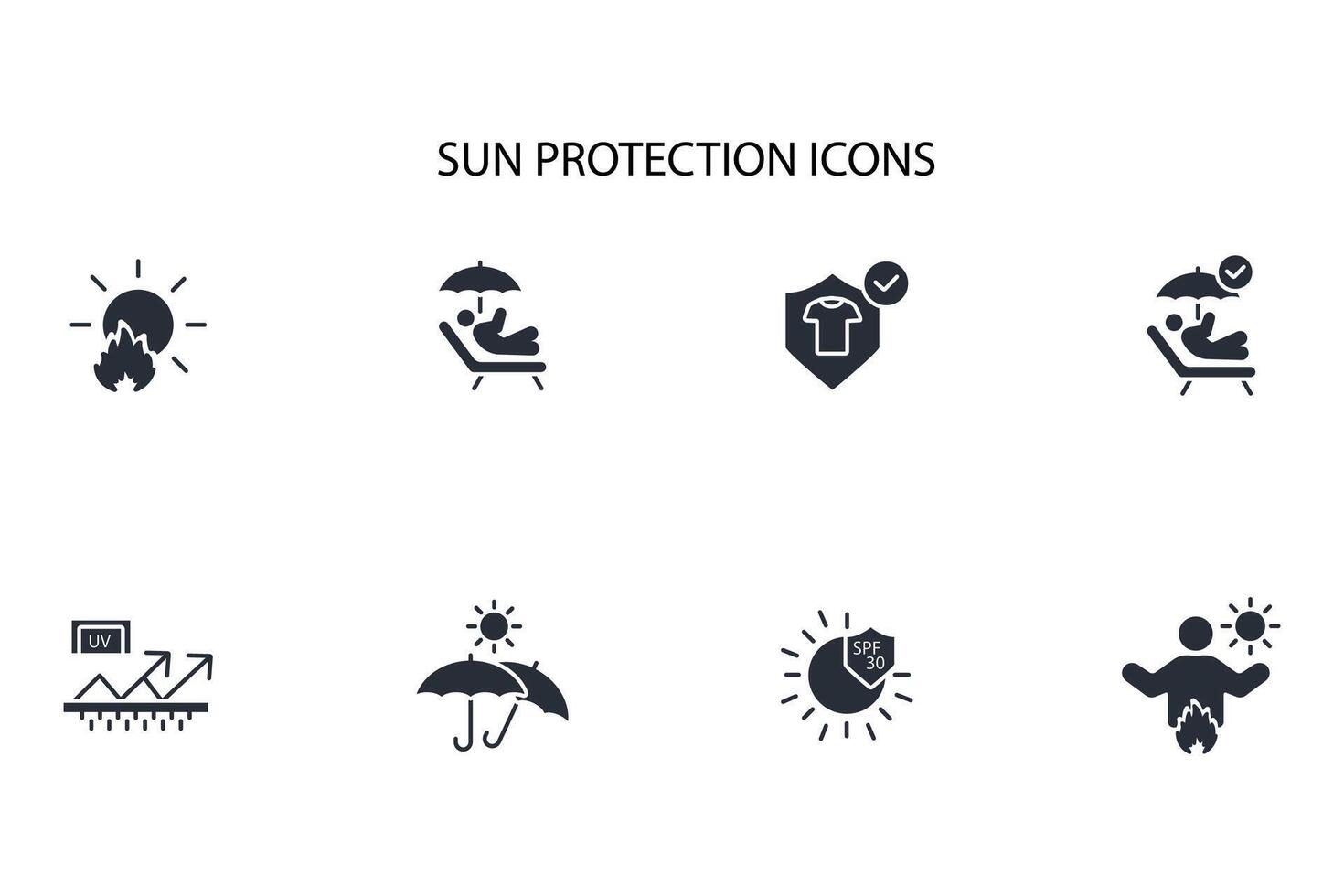 Sun protection icon set..Editable stroke.linear style sign for use web design,logo.Symbol illustration. vector