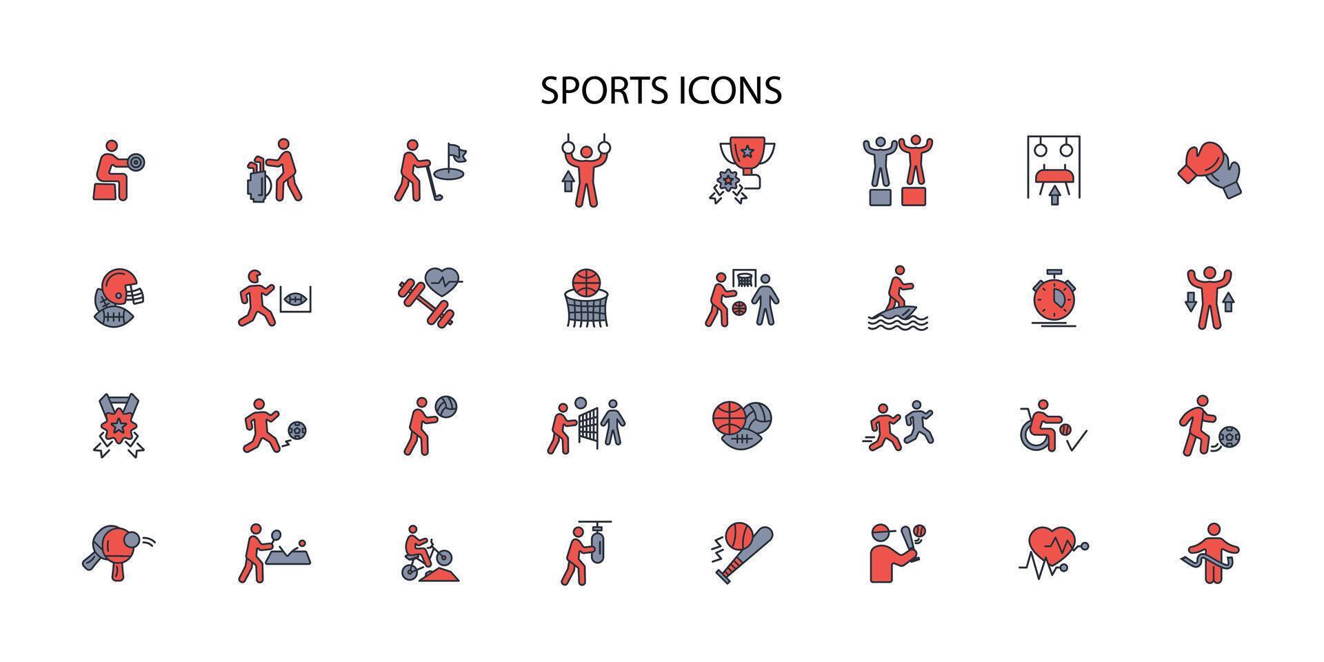 Sports icon set..Editable stroke.linear style sign for use web design,logo.Symbol illustration. vector