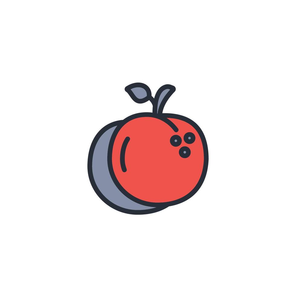 Peach icon. .Editable stroke.linear style sign for use web design,logo.Symbol illustration. vector