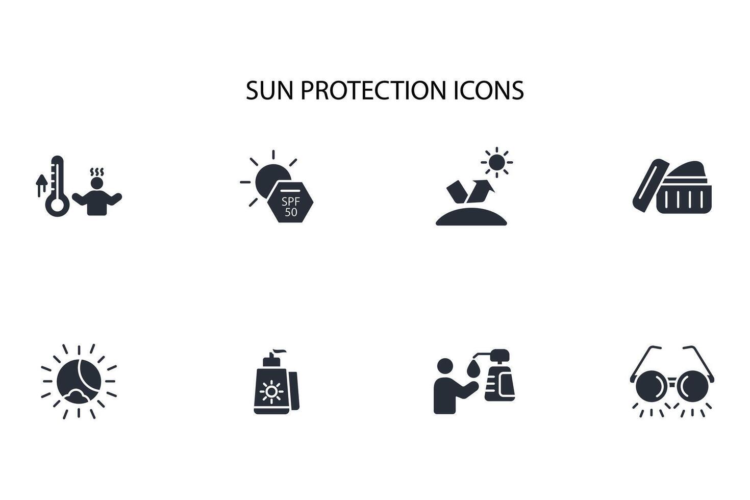 Sun protection icon set..Editable stroke.linear style sign for use web design,logo.Symbol illustration. vector