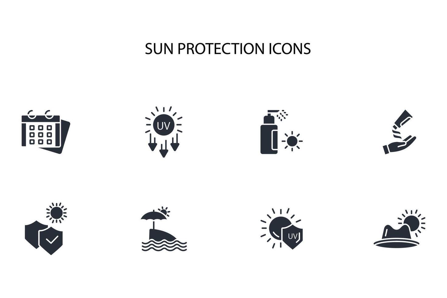 Sun protection icon set..Editable stroke.linear style sign for use web design,logo.Symbol illustration. vector