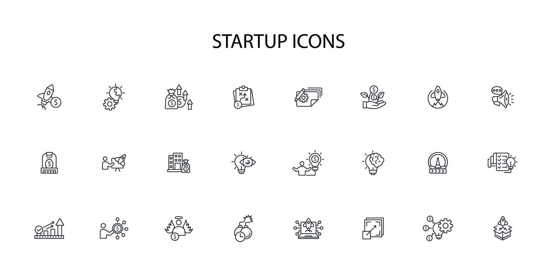 Startup icon set..Editable stroke.linear style sign for use web design,logo.Symbol illustration. vector