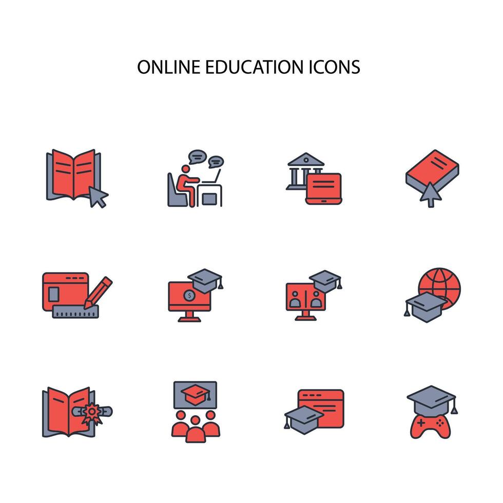 Online education icon set..Editable stroke.linear style sign for use web design,logo.Symbol illustration. vector