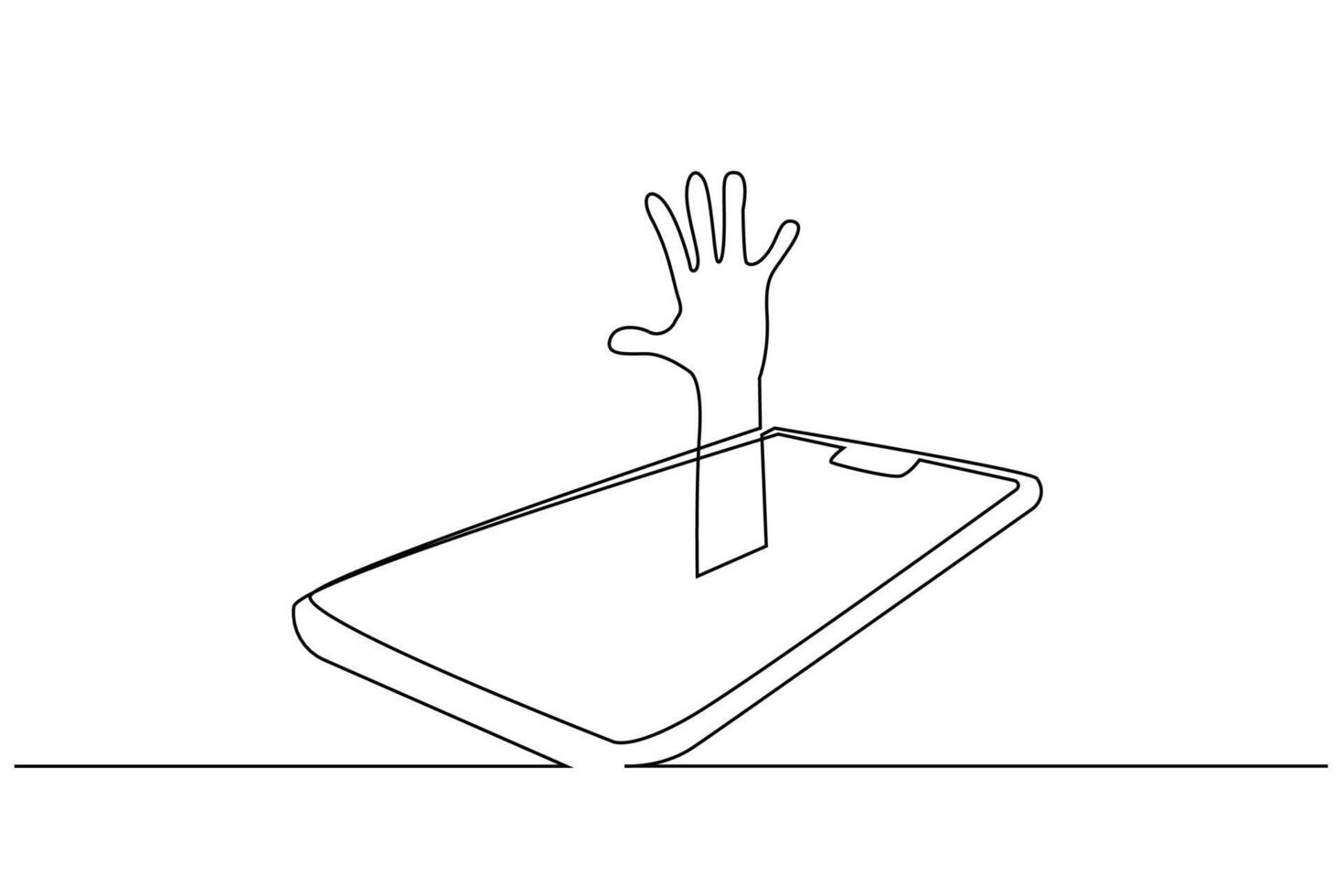 phone dependent telephone internet drowning dream line art design vector
