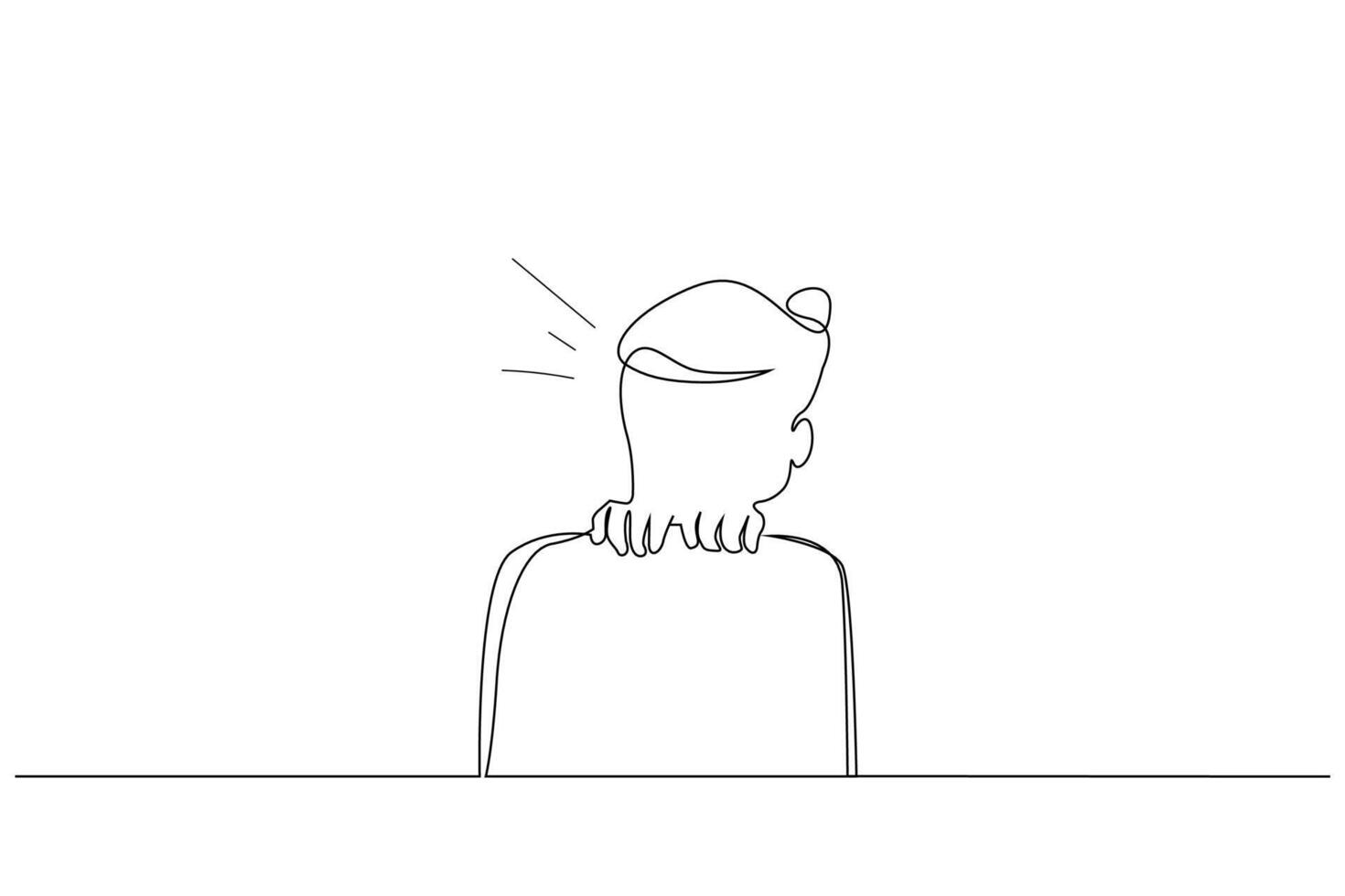 little girl scared at home alone at night one line art design vector