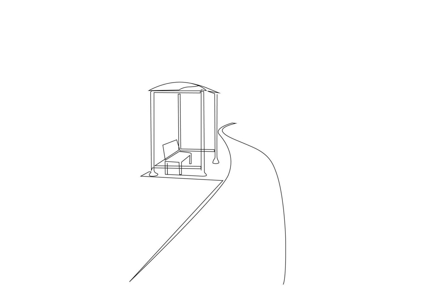 bus stop road way transportation one line art design vector