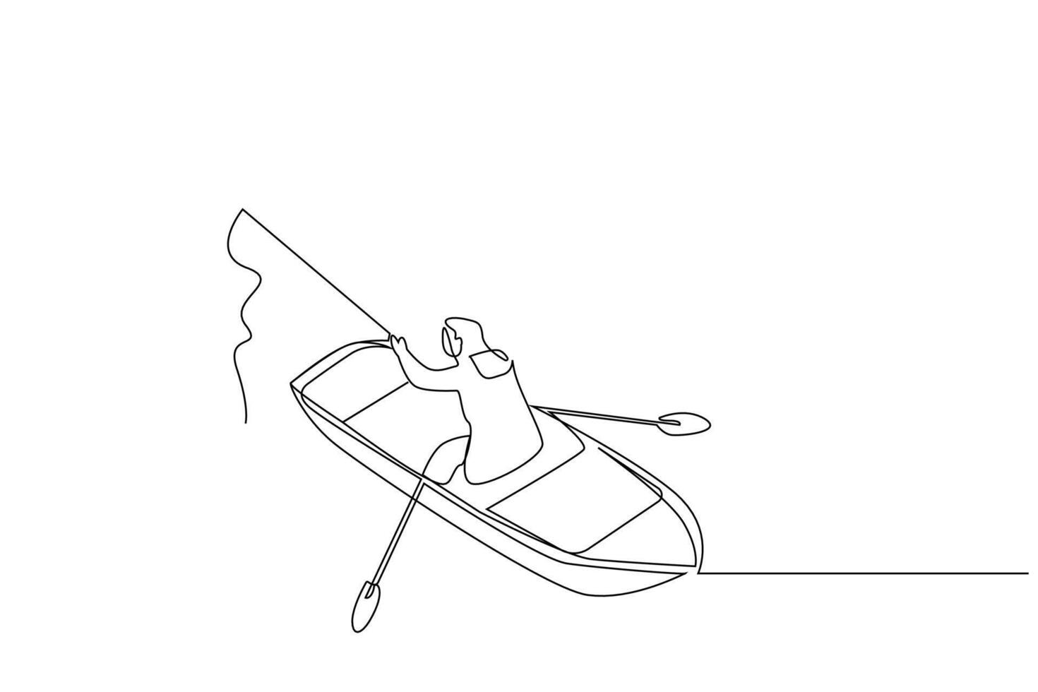 fisherman boat activity sea lake hobby lifestyle one line art design vector