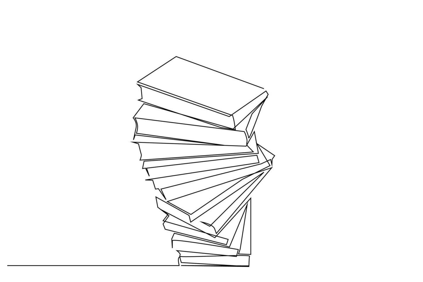 books stack stairs education life career objects one line art design vector