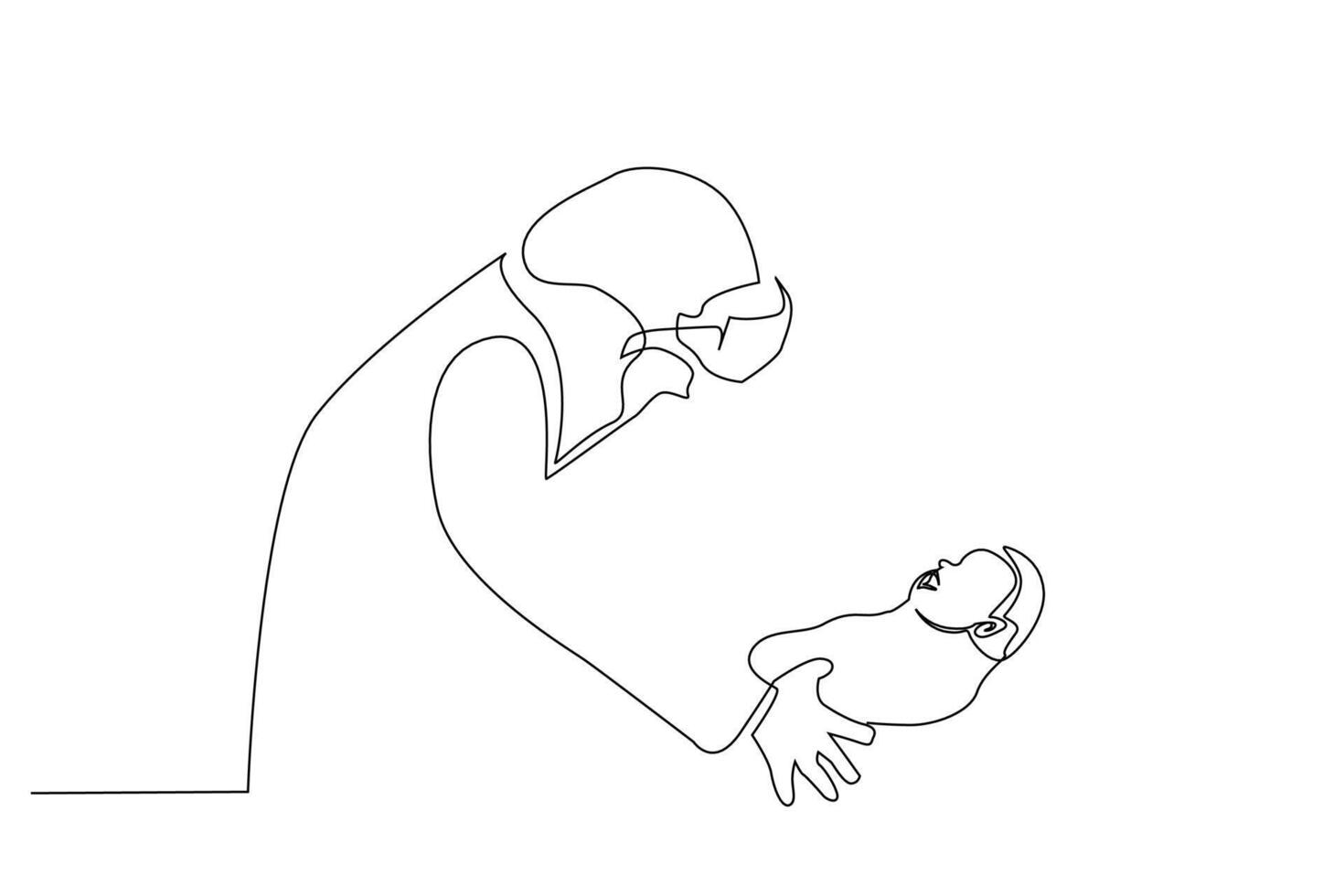 disaster earthquake war fire savior baby save life one line art design vector