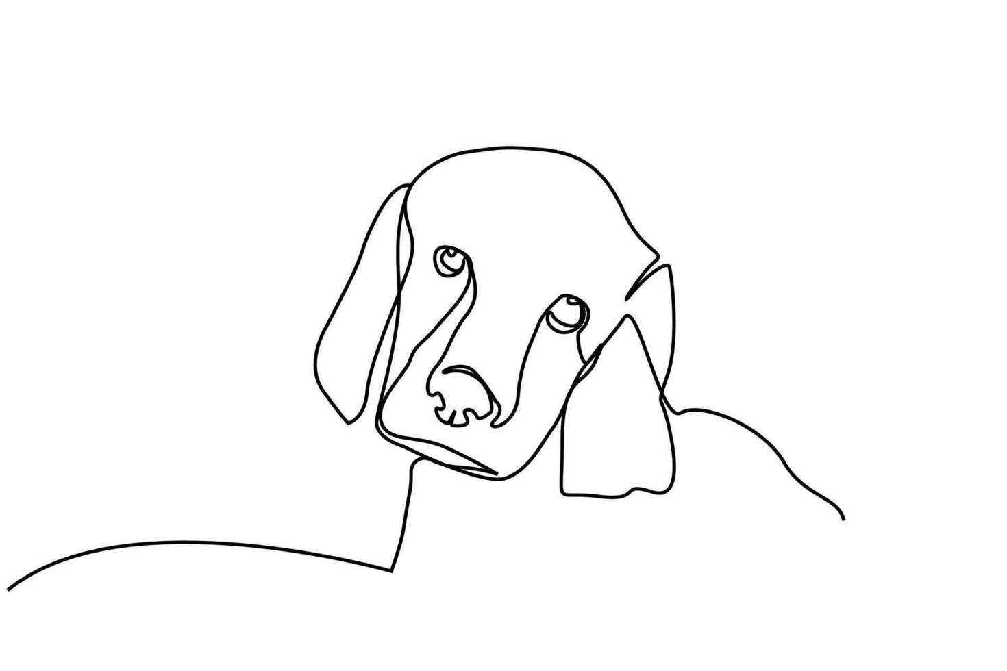 cute dog friendly head face one line art design vector
