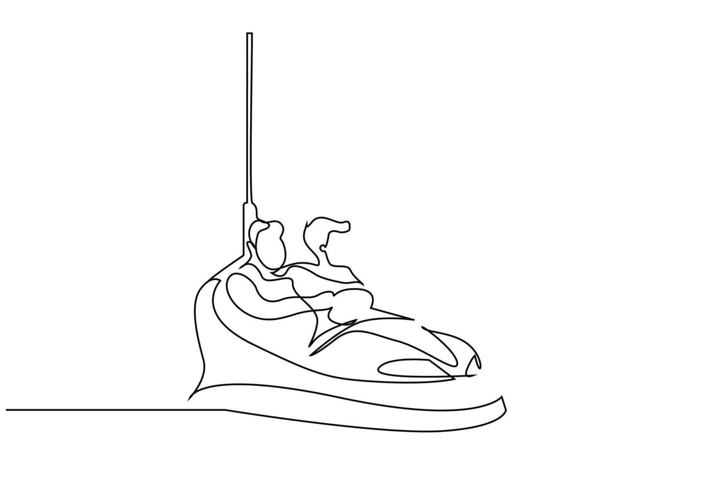 father son bumper car fun game together activity one line art design vector