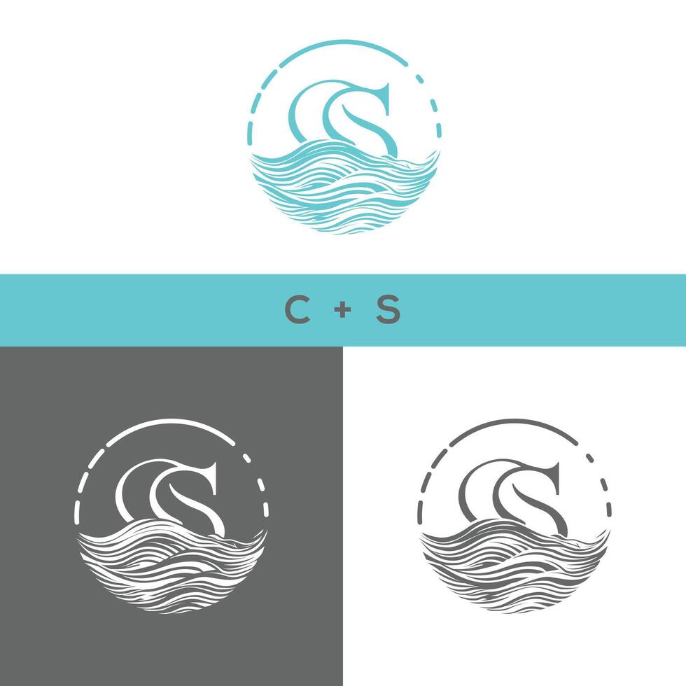 a water logo with the letters c and s, suitable for businesses on the water vector