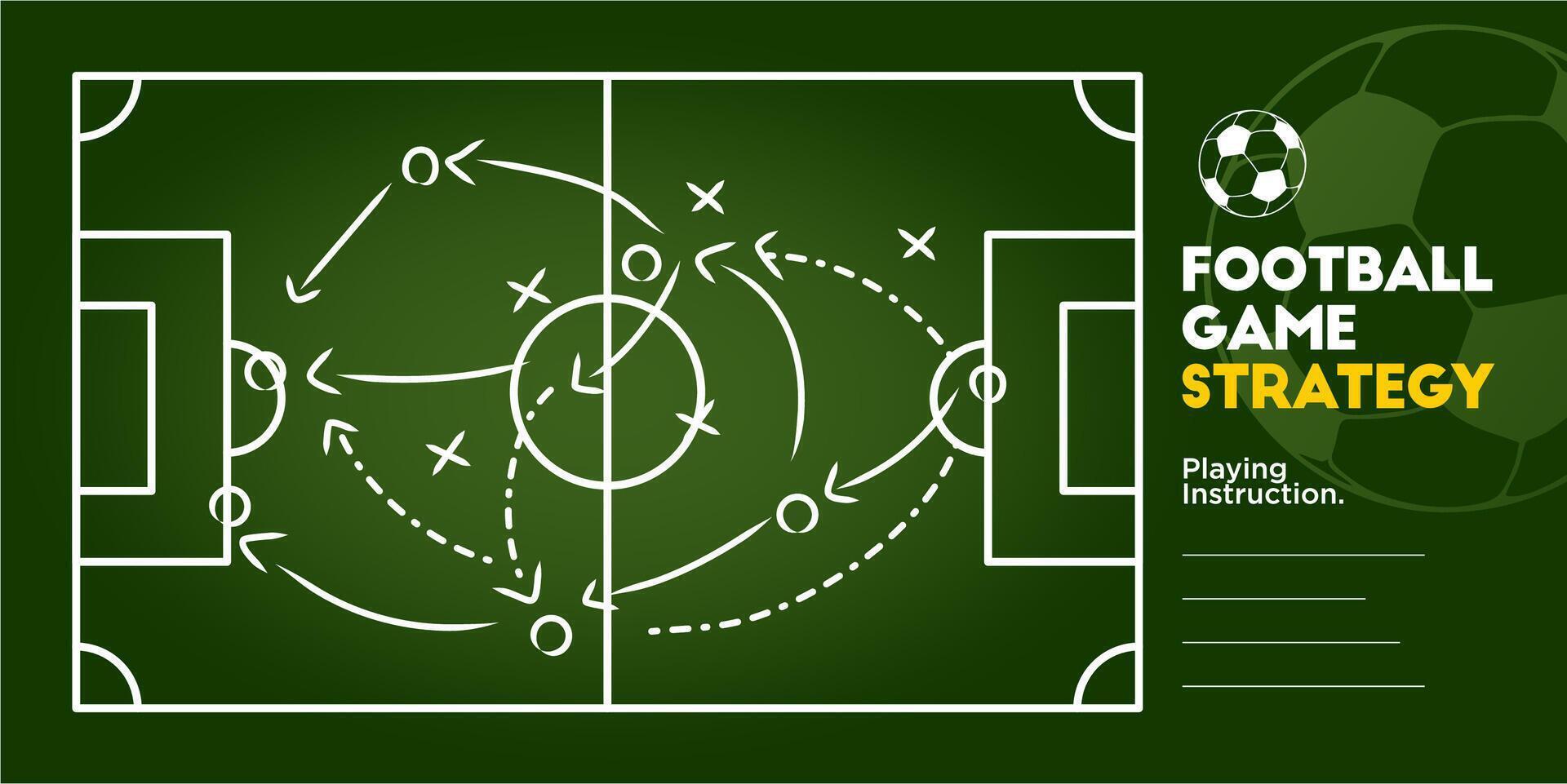 Green Chalkboard with soccer game tactic. coach instruction Soccer team formation and tactic. Sport infographics element design template. vector