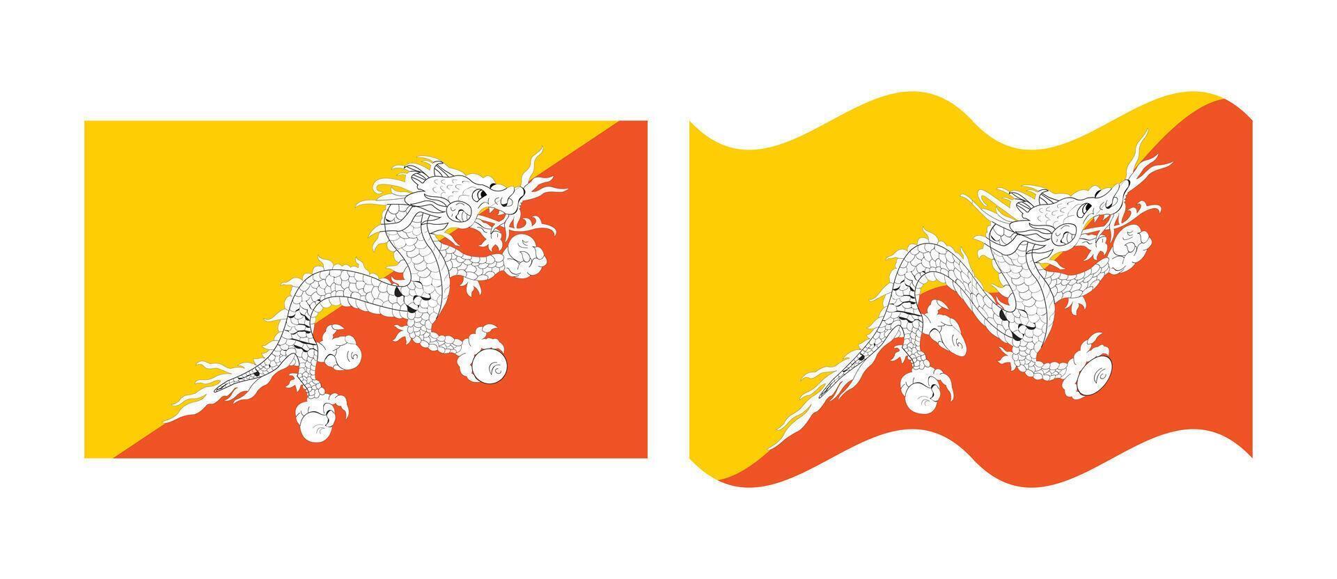 bhutan flag design flat design vector
