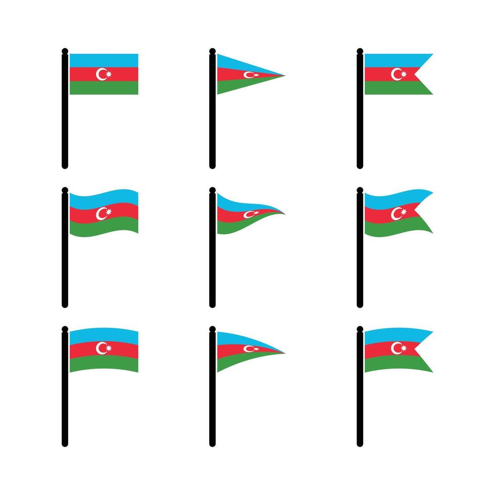 azerbaijan flag design flat wave vector
