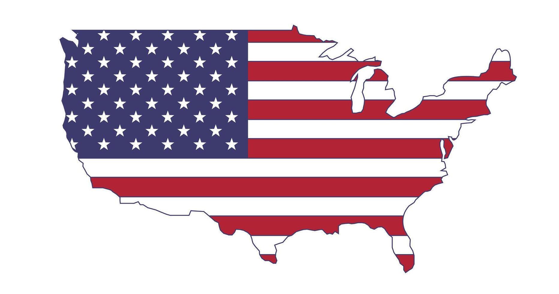 USA America country map and flag in world, illustration. vector