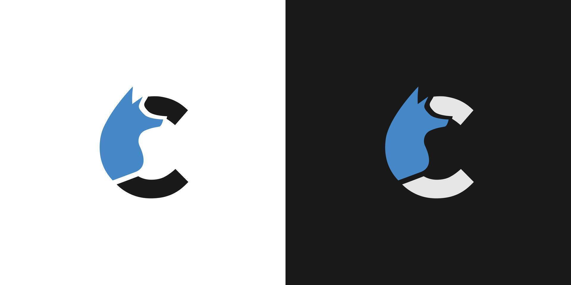 Unique and modern C Fox logo design vector