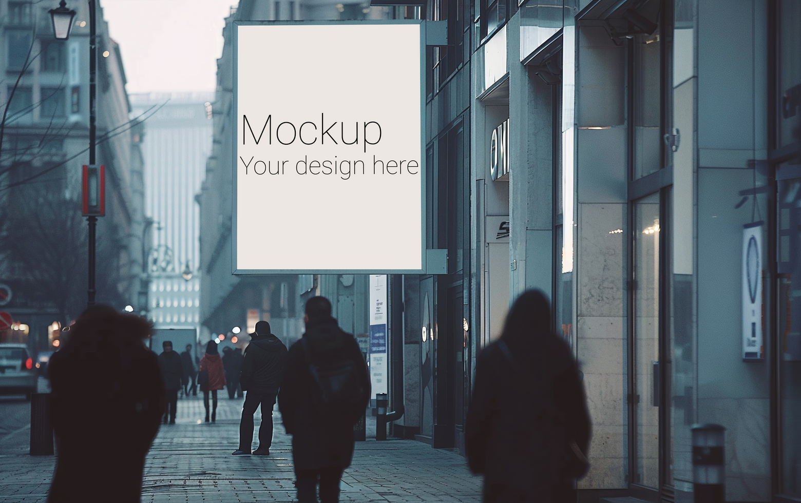 Mockup of street advertisement banner or billboard in big city psd