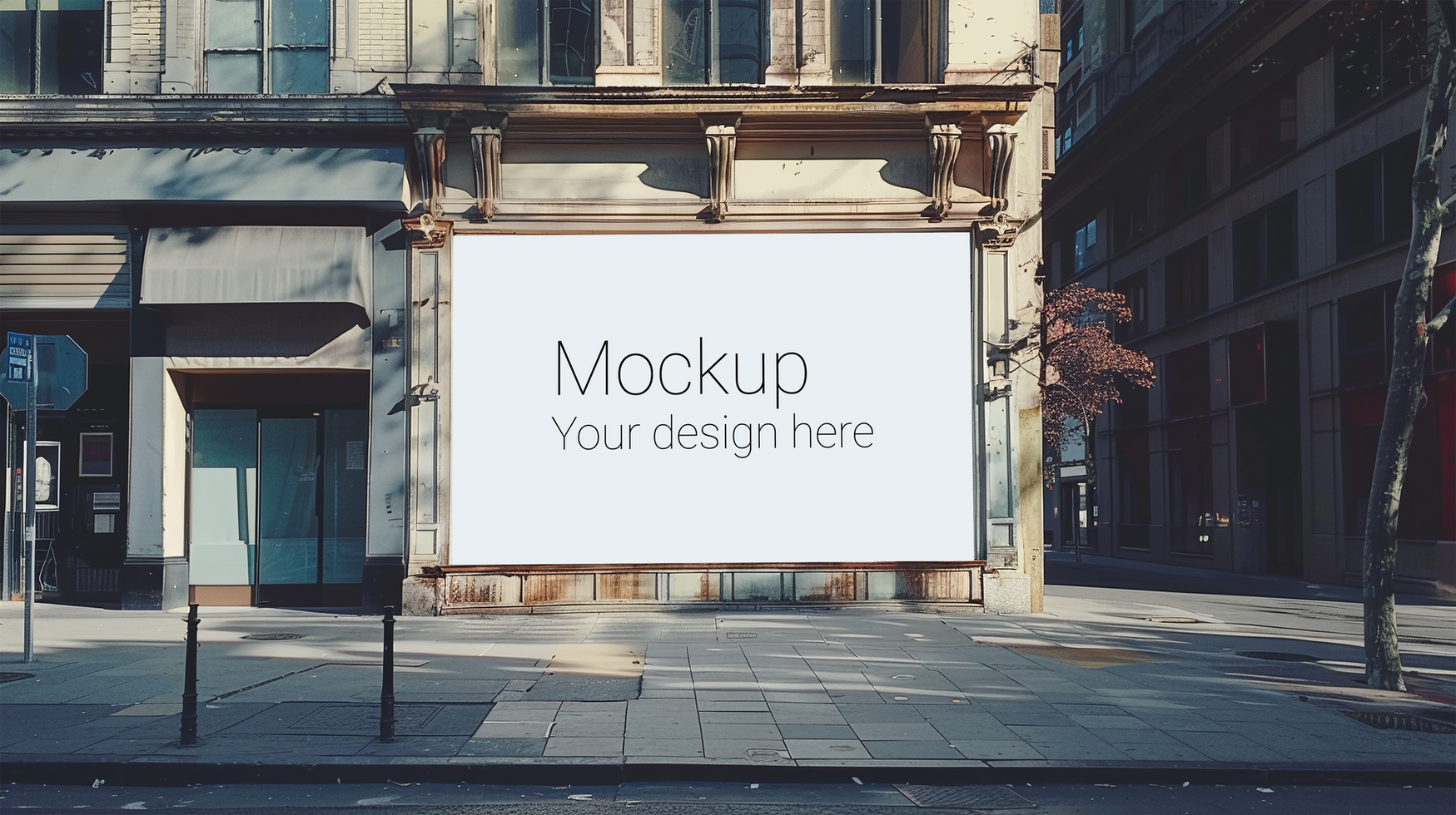 Mockup of street advertisement banner or billboard in big city psd