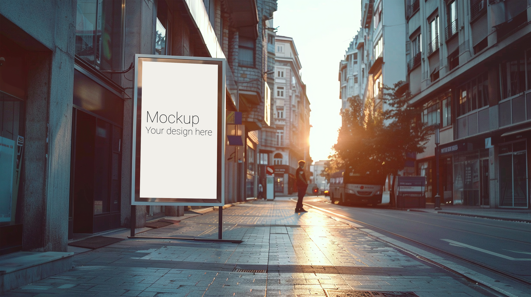 Mockup of street advertisement banner or billboard in big city psd
