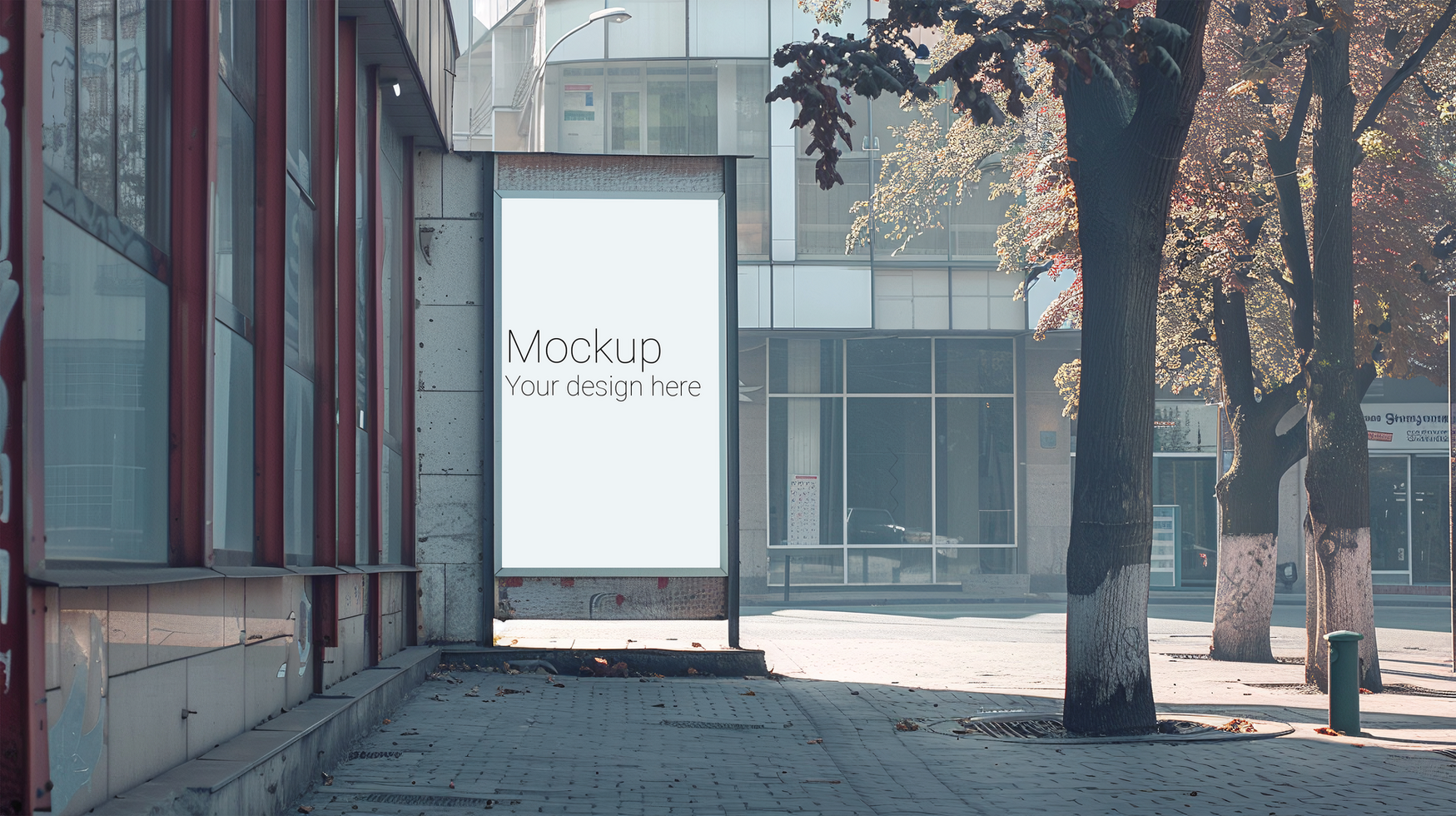 Mockup of street advertisement banner or billboard in big city psd